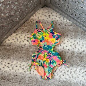 Cat & Jack tropical cutout swimsuit baby girls 2T beach pool party resortwear